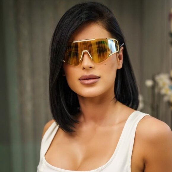 Balmain Women Sunglasses Gold Bronze Mirror Mask FLECHE BPS-138B-141 BRAND NEW - Picture 12 of 15